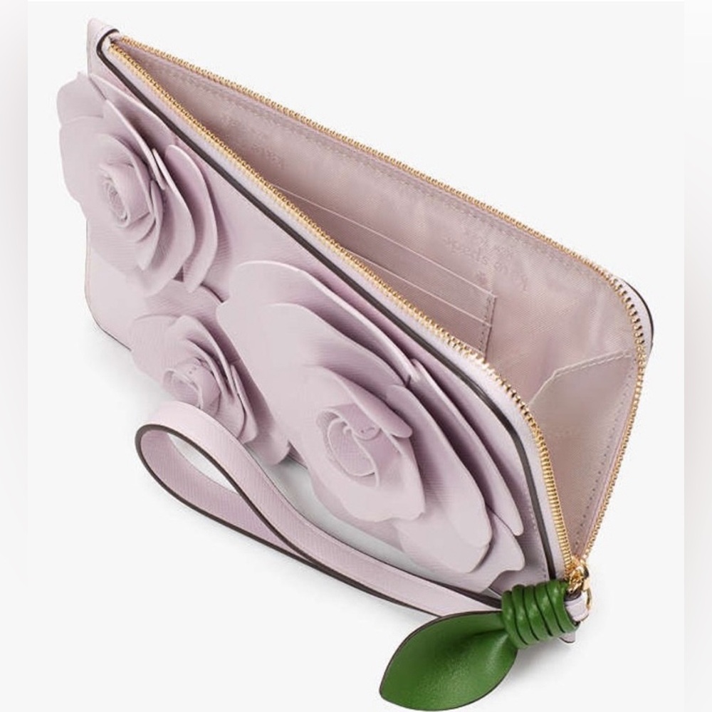 Last one! New Kate Spade Flora Flower Medium L-Zip Wristlet # KK972 - Picture 8 of 9